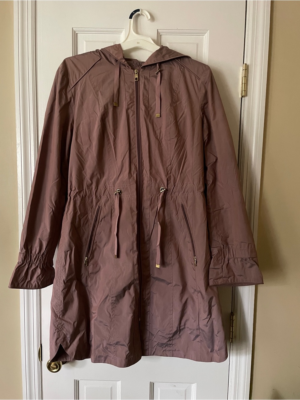 Cole Haan Women's Hooded Trench Coat in Mauve Brown